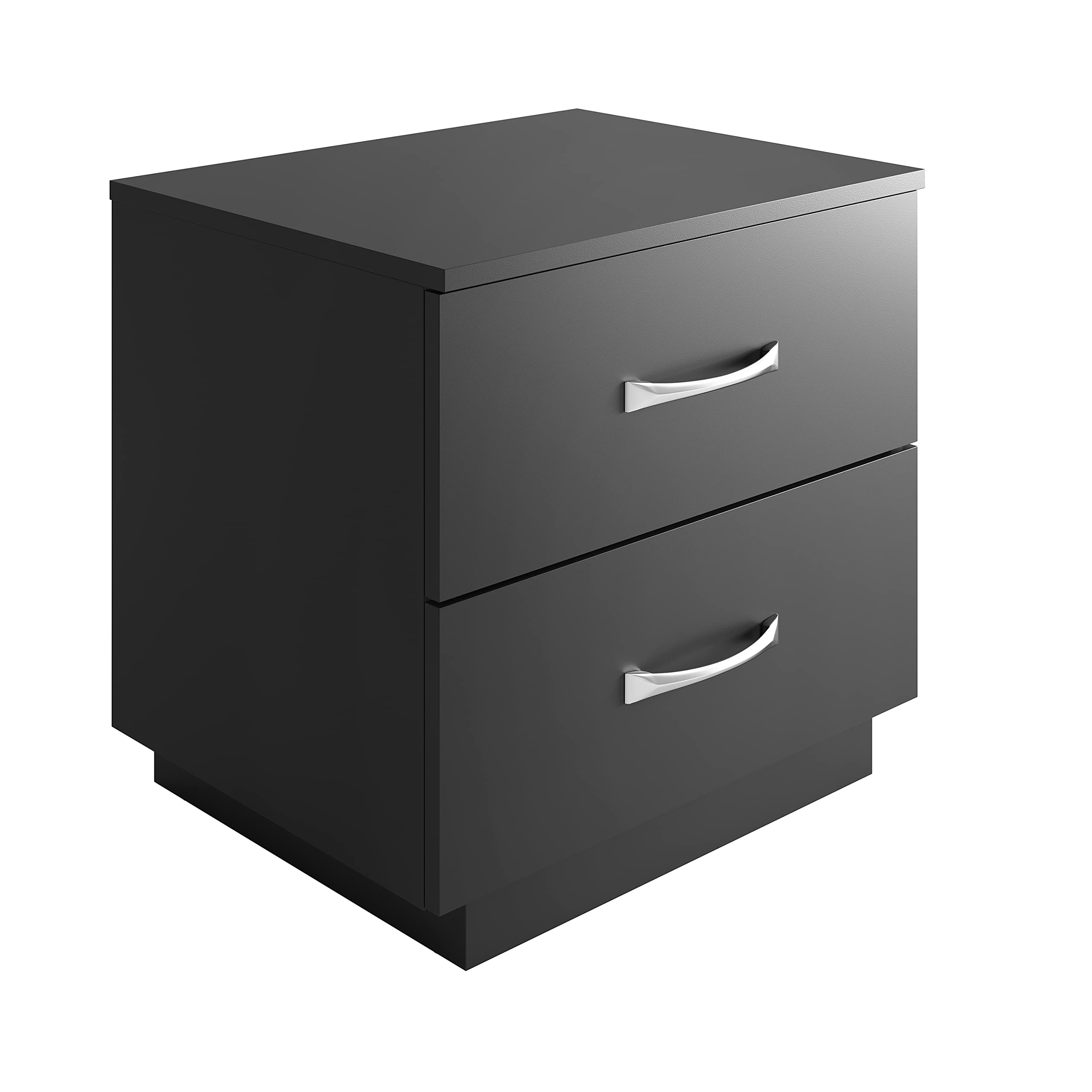 Boyd Sleep Bedroom Nightstand Bedside Table: Hamilton Two Drawer Storage with Pedestal Base, Black